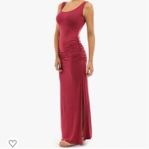 PattyBoutik Sleeveless Scrunch Maxi Dress Burgundy Medium